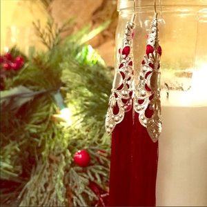 Women’s Long red earrings tassels New